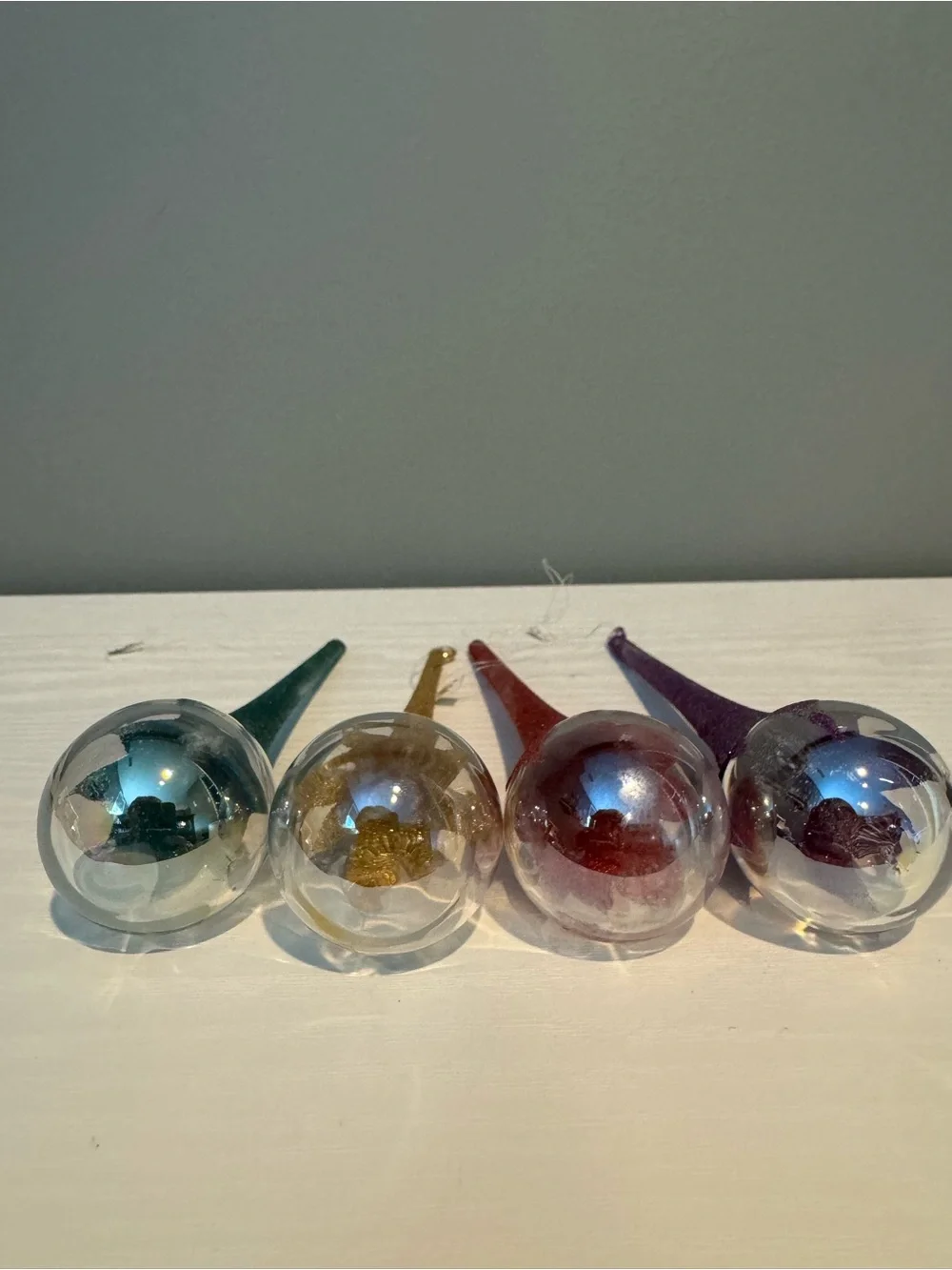 Department 56 Teardrop Ornaments in Green, Purple, Red, Gold